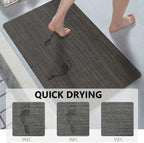 Bath Mat Rug, Quick Dry Super Absorbent Bathroom Mat, Non Slip Stain Resistant Bathroom Floor Mat Washable Ultra Thin Bathmat Fit Under Door for Shower Room, Dark Gray Stripe, 3ft x 5ft