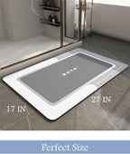 Mat-Bathroom Mat Rug Non Slip Super Absorbent Stain Resistant Quick Dry Thin Bath Rug-Bath Mats for Bathroom Floor Bathtub Vanity-Bathmat Bath Rug Easy Care-17"x27" Grey