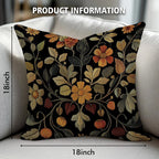 William Morris Abstract Vintage Print Floral Velvet Design Throw Pillow Covers Home Decor, Retro Art Decor Pillowcase Cushion Cover for Bed Sofa Living Room, Square 18x18inch (Black-Floral2)