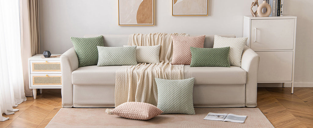 MIULEE Pack of 2 Decorative Throw Pillow Covers 18x18 Inch Soft Boho Striped Textured Corduroy Pillow Covers Spring Modern Farmhouse Home Decor for Couch Bed Sofa Living Room Sage Green