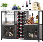 Mini Bars for Home, Wooden Coffee Bar Cabinet, Modern Liquor Cabinet for Liquor and Glasses, Farmhouse Buffet Wine Cabinet with Storage Sideboard for Home Kitchen Dining Room