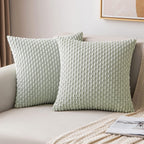 MIULEE Pack of 2 Decorative Throw Pillow Covers 18x18 Inch Soft Boho Striped Textured Corduroy Pillow Covers Spring Modern Farmhouse Home Decor for Couch Bed Sofa Living Room Sage Green