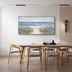 Framed Wall Art for Living Room Decor - Farmhouse Boho Beach Coastal Vintage Floral Ocean Wall Picture Flowers Sea Canvas Print Seascape Artwork for Home Living Room Bedroom Office 24x48