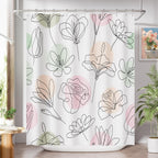 Shower Curtain, Washable Cloth Black Shower Curtain Sets with 12 Shower Curtain Hooks, Fabric Rustic Black and White Striped Curtain, Farmhouse Bathroom Curtains, 72x72 Inches