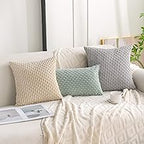 Set of 4 Neutral Decorative Throw Pillow Covers 18x18 Inch Corduroy Pillow Covers for Bed Couch Sofa Living Room Soft Square Cushion Cases