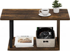 Furinno Basic Coffee Table, 2-Tier Modern Coffee Table with Open Shelf, Easy Assembly Side Table, for Living Room, Bedroom, Home Office, Amber Oak