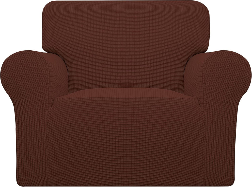 Stretch Sofa Slipcover 1-Piece Sofa Cover Furniture Protector Couch Soft with Elastic Bottom for Kids, Polyester Spandex Jacquard Fabric Small Checks (Sofa, Dark Gray)
