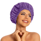 Reusable Shower Cap for Women, Large Waterproof Shower Bonnet Washable Elastic Band Bath Hair Hat for Long Hair, Braids(Pink)