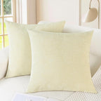 CaliTime Throw Pillow Covers Decorative 18 X 18 Inches Pack of 2 Cozy Chenille Cushion Cases for Couch Sofa Bed Living Room Home Navy Blue