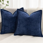 Grey Decorative Throw Pillow Covers 18x18 Inch Set of 2 Cozy Soild Chenille Cushion Cases Soft Textured Square Couch Pillows Cover Boho Accent Farmhouse Pillowcases for Sofa Bed