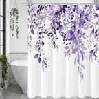 Grey Eucalyptus Shower Curtain, Watercolor Plant Leaves with Floral Bathroom Shower Curtain Set, Gray White, 72x72