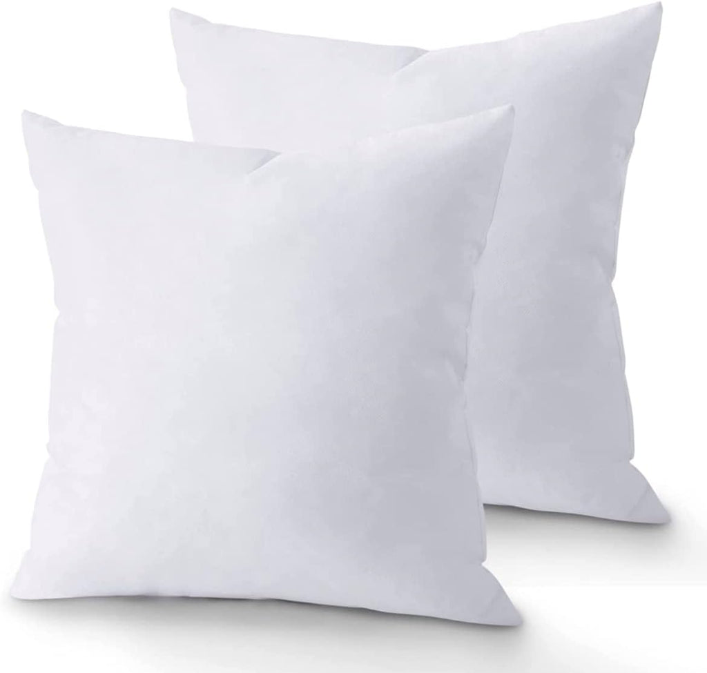 QUBA LINEN 18 x 18 Throw Pillow Insert - Pack of 2 White, Down Alternative Pillow Inserts for Decorative Pillow Covers, Throw Pillows for Bed, Couch Pillows for Living Room (Pack of 2)