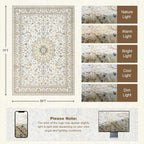 5x7 Area Rugs Living Room Rug: Washable Vintage Boho Rug No Slip Stain Resistant Soft Carpet Indoor Floor Floral Large Carpets for Bedroom Dining Room Farmhouse Nursery Hallway Home Office Beige