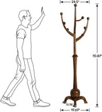 Coat Rack Freestanding Wood Coat Tree Rack with 8 Hooks, Creative Design Tree Branch-look, Standing Coat Rack Clothes Hanger Stand with Stury Base for Entryway, Hallway, Bedroom - Load 160lb (Walnut)